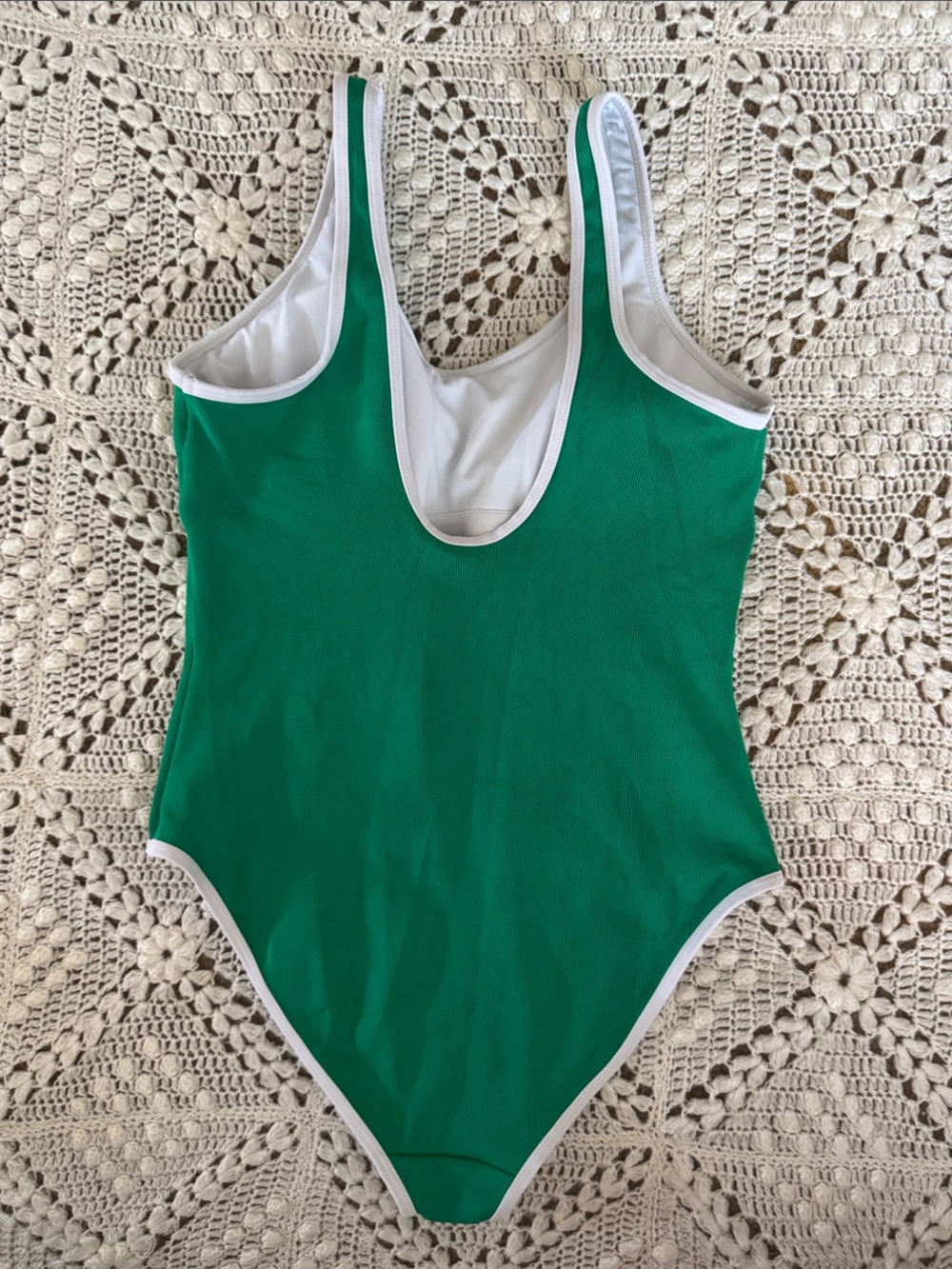 Primark Green One-Piece Swimsuit with White Trim - Picture 3 of 4